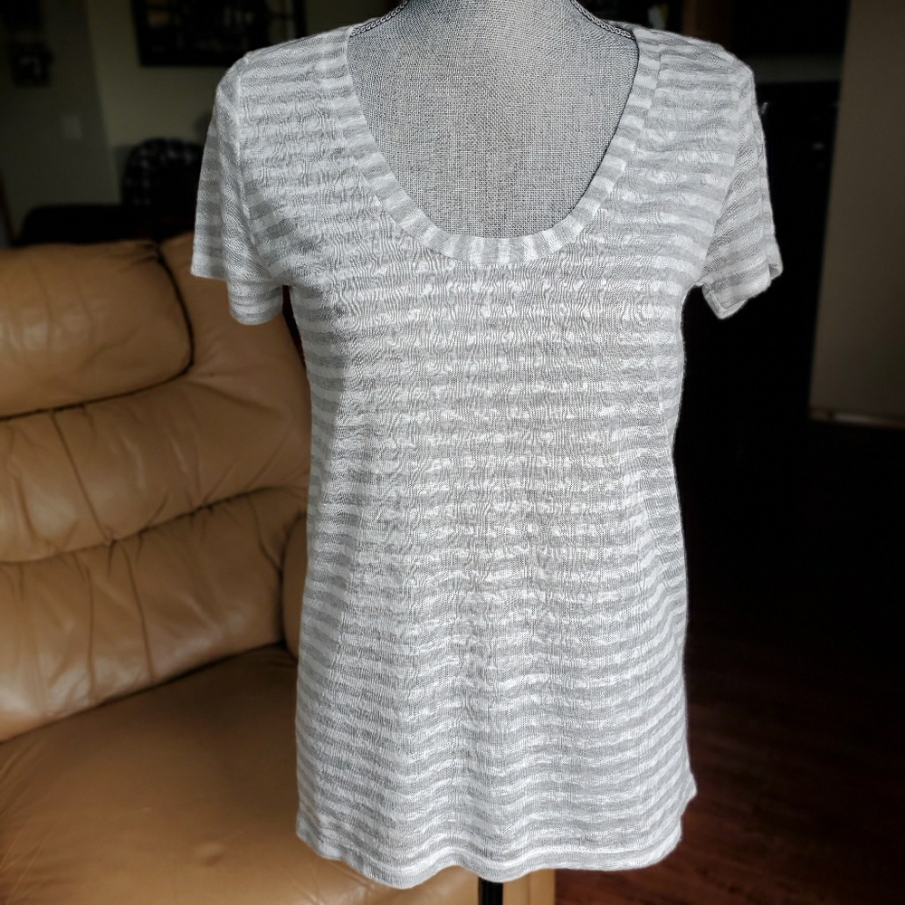 Horizon Stripped Gray and white Sweet Claire Top